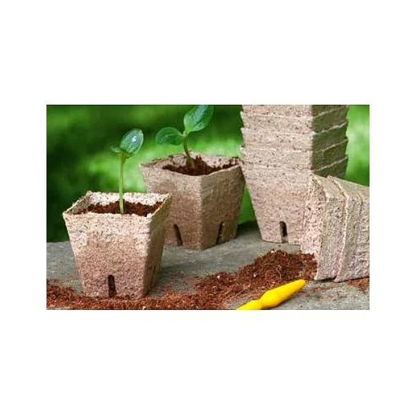 Vezelpotjes Vierkant Biologisch Afbreekbaar - 8 × 8 Cm - Set Van 14 Stuks 1 Vezelpotjes Vierkant Biologisch Afbreekbaar - 8 × 8 Cm - Set Van 14 Stuks